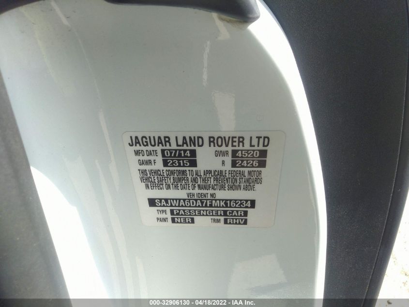 2015 JAGUAR F-TYPE V8 R SAJWA6DA7FMK16234