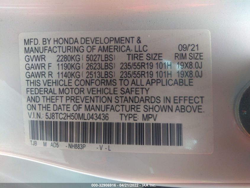 2021 ACURA RDX W/TECHNOLOGY PACKAGE 5J8TC2H50ML043436