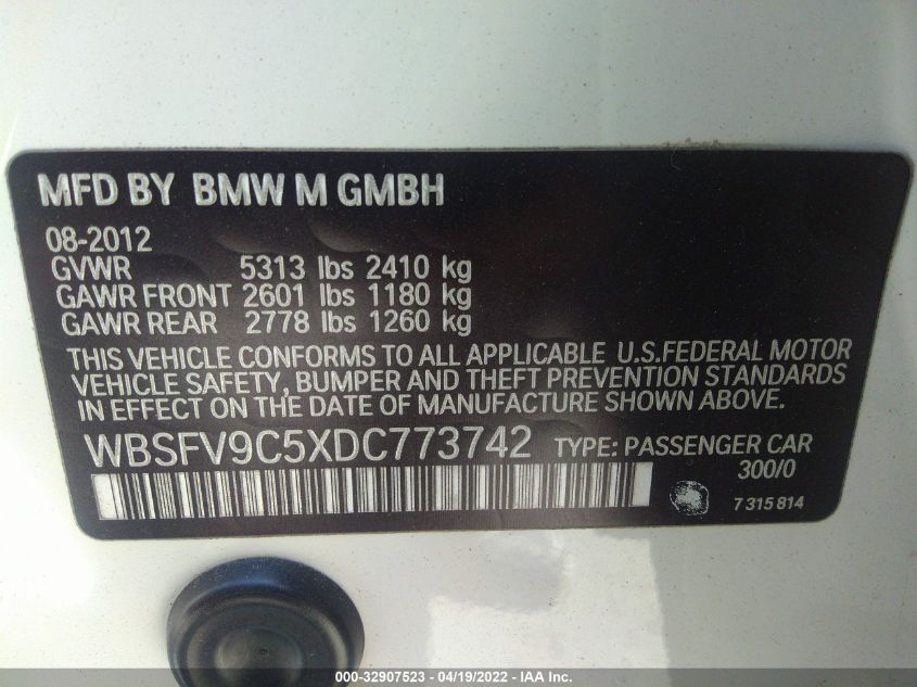 2013 BMW M5 WBSFV9C5XDC773742