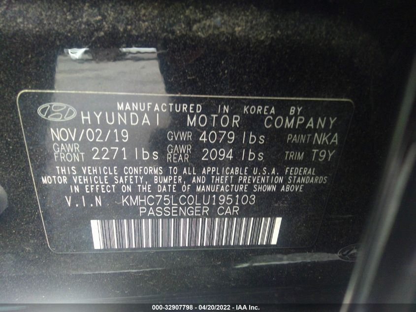 2020 HYUNDAI IONIQ HYBRID SE KMHC75LC0LU195103