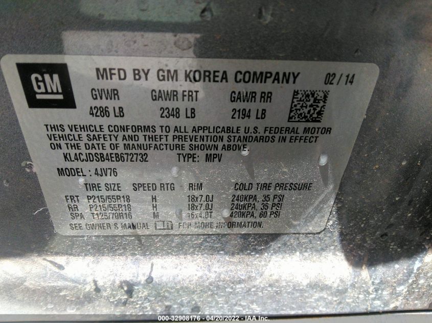 2014 BUICK ENCORE PREMIUM KL4CJDSB4EB672732