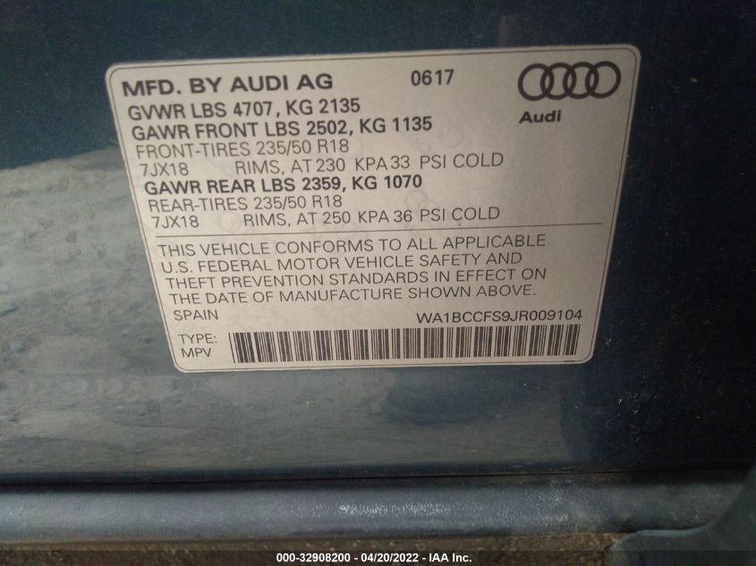 2018 AUDI Q3 PREMIUM/SPORT PREMIUM WA1BCCFS9JR009104