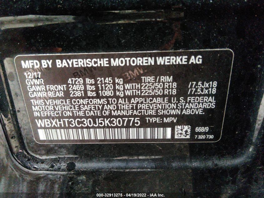 2018 BMW X1 XDRIVE28I WBXHT3C30J5K30775