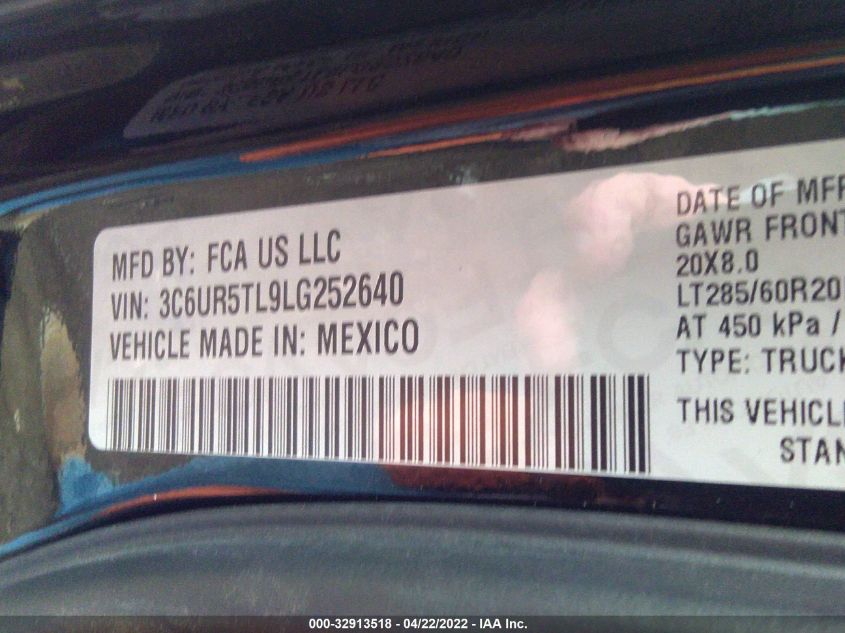 2020 RAM 2500 LIMITED 3C6UR5TL9LG252640