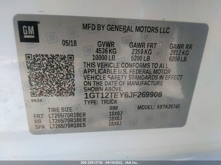 2018 GMC SIERRA 2500HD SLT 1GT12TEY6JF269908