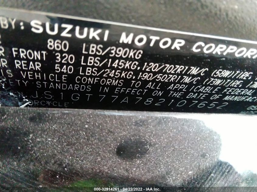 2008 SUZUKI GSX-R1000 JS1GT77A782107652