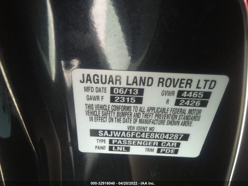 2014 JAGUAR F-TYPE V6 S SAJWA6FC4E8K04287