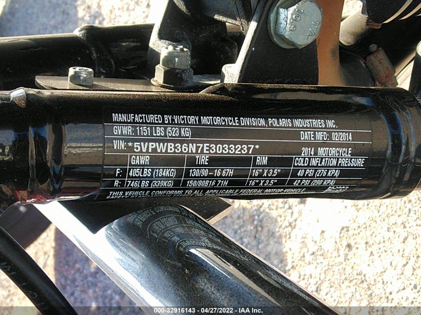 2014 VICTORY MOTORCYCLES HIGH-BALL 5VPWB36N7E3033237