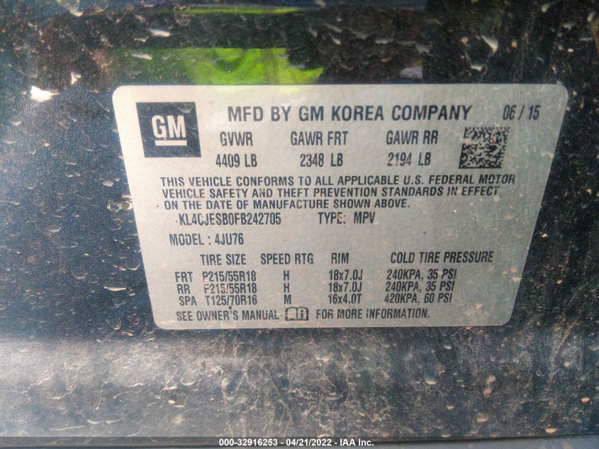 2015 BUICK ENCORE KL4CJESB0FB242705