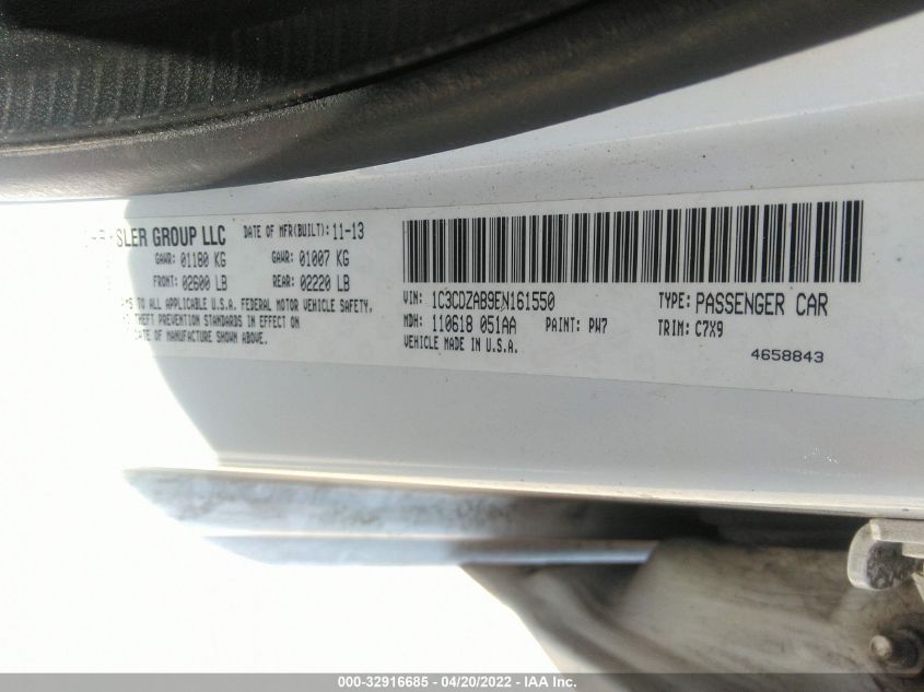 2014 DODGE AVENGER SE 1C3CDZAB9EN161550