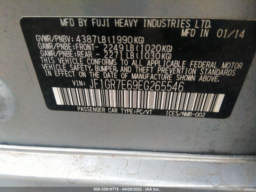 2014 SUBARU IMPREZA WAGON WRX WRX JF1GR7E69EG265546