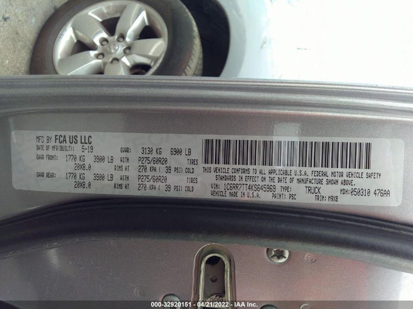 2019 RAM 1500 CLASSIC BIG HORN 1C6RR7TT4KS645969