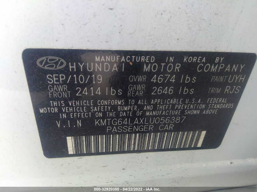 2020 GENESIS G70 2.0T KMTG64LAXLU056387