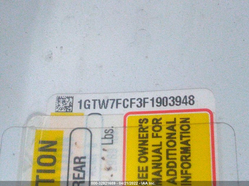 2015 GMC SAVANA 2500 WORK VAN 1GTW7FCF3F1903948