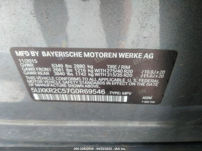 2016 BMW X5 SDRIVE35I 5UXKR2C57G0R69546