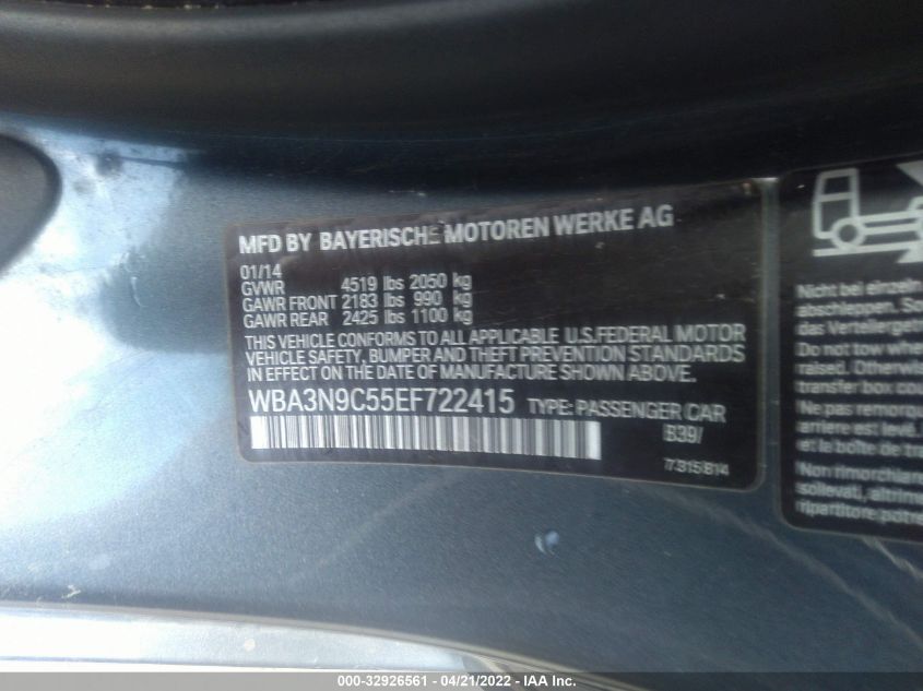 2014 BMW 4 SERIES 428I XDRIVE WBA3N9C55EF722415