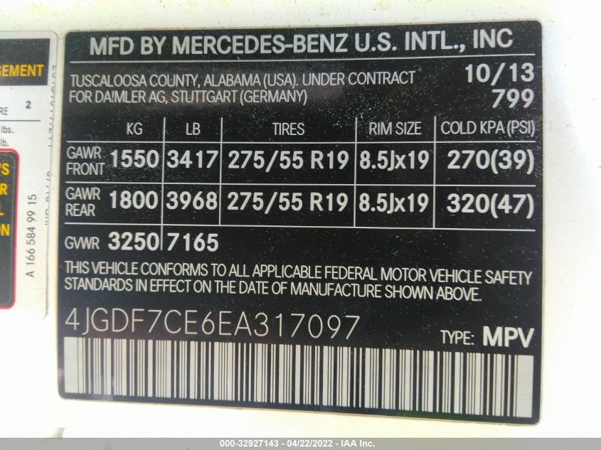 2014 MERCEDES-BENZ GL-CLASS GL 450 4JGDF7CE6EA317097