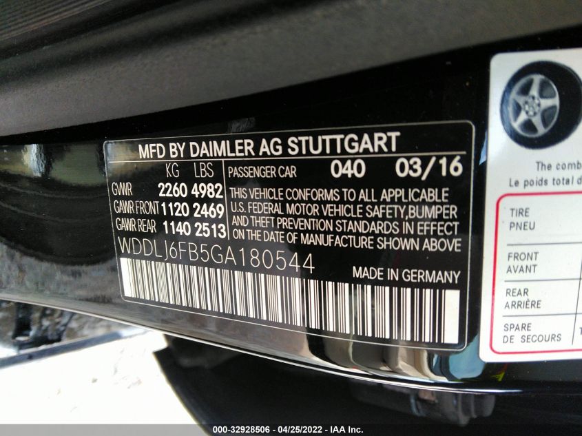 2016 MERCEDES-BENZ CLS CLS 400 WDDLJ6FB5GA180544