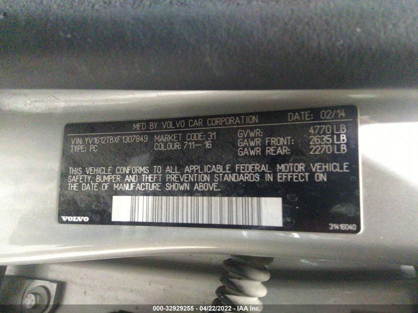 2015 VOLVO S60 T5 PREMIER YV1612TBXF1307849