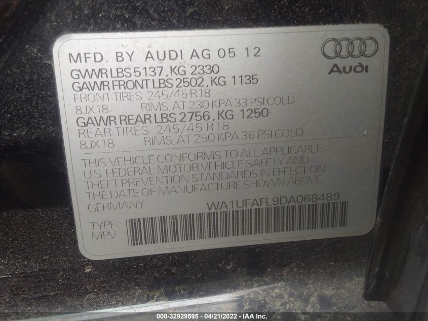 2013 AUDI ALLROAD PREMIUM PLUS WA1UFAFL9DA068489