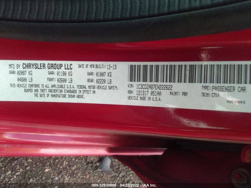 2014 DODGE AVENGER SE 1C3CDZAB7EN222622
