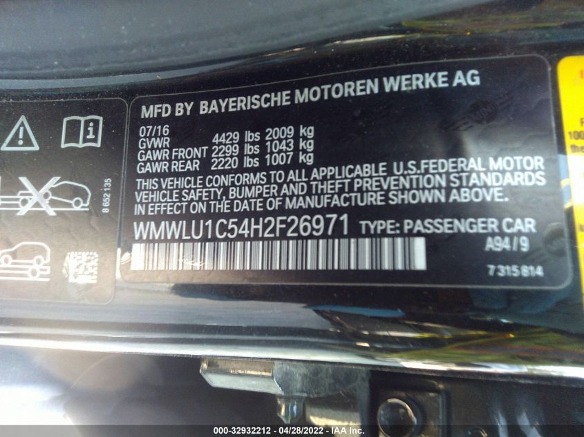 2017 MINI CLUBMAN COOPER WMWLU1C54H2F26971