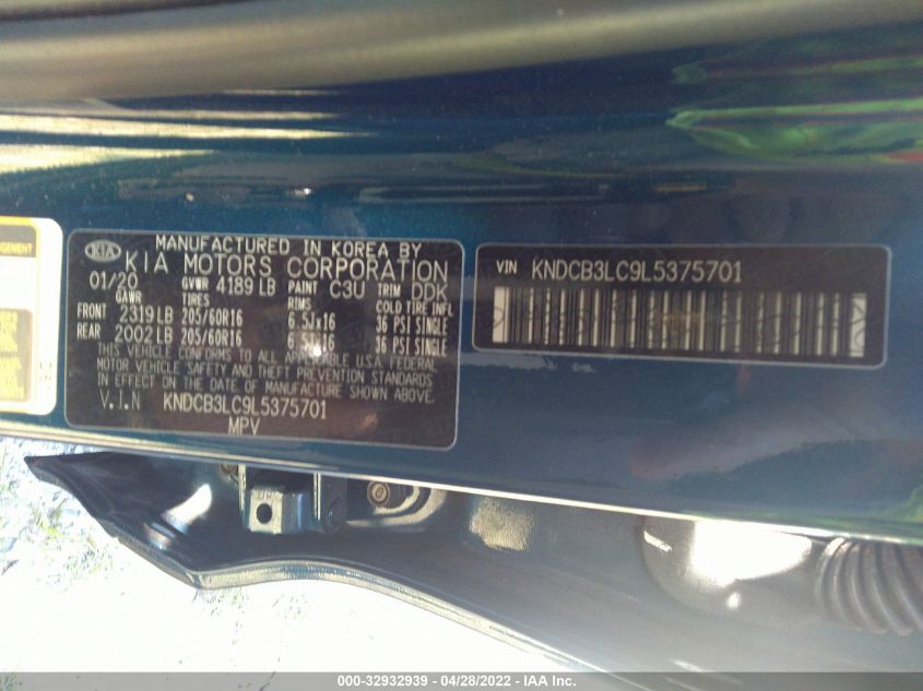 2020 KIA NIRO LXS KNDCB3LC9L5375701