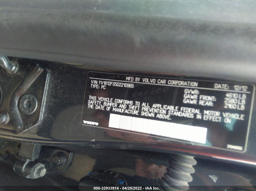 2013 VOLVO S60 T5 YV1612FS5D2210965
