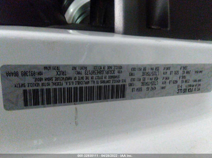 2017 RAM PROMASTER CARGO VAN 3C6URVJG8HE507173