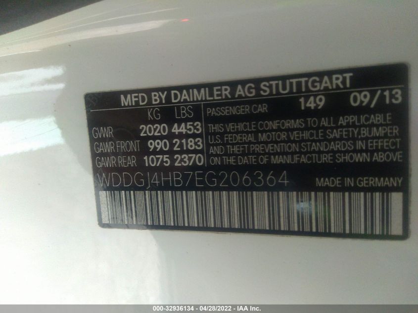 2014 MERCEDES-BENZ C 250 WDDGJ4HB7EG206364