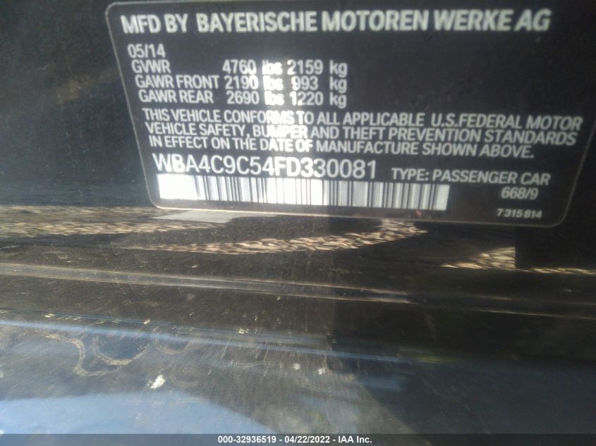 2015 BMW 4 SERIES 428I XDRIVE WBA4C9C54FD330081