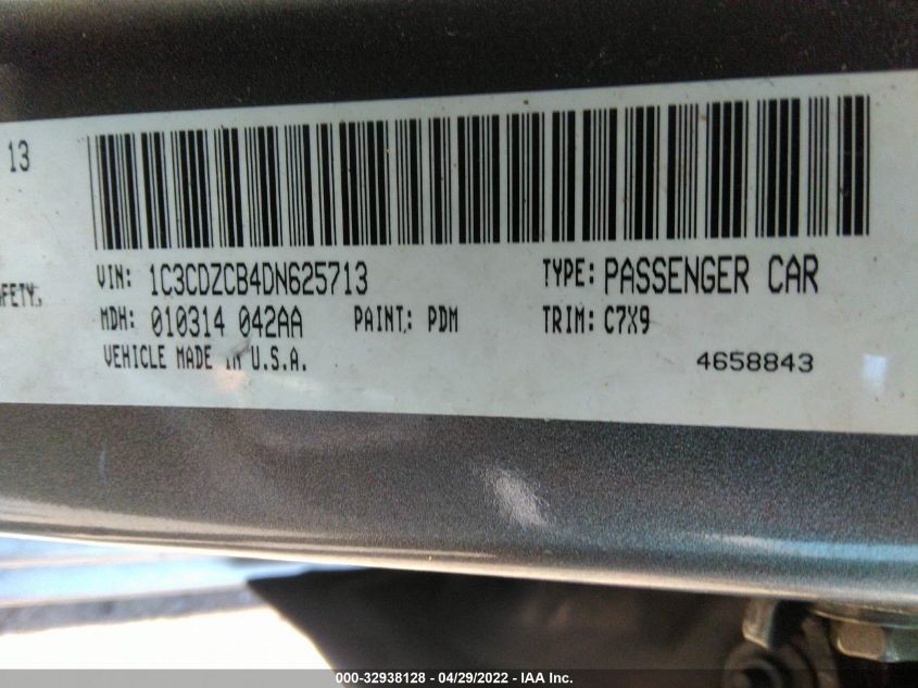2013 DODGE AVENGER SXT 1C3CDZCB4DN625713