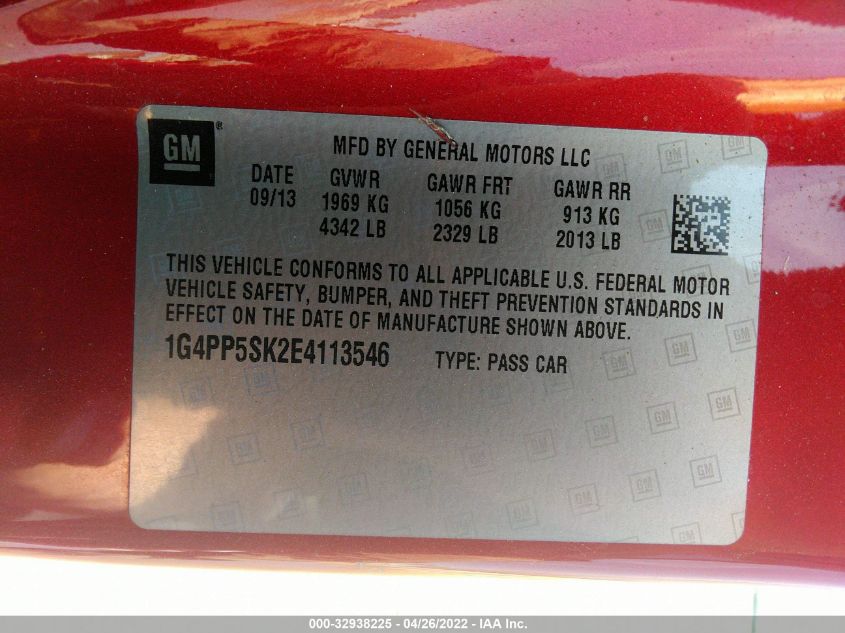 2014 BUICK VERANO 1G4PP5SK2E4113546