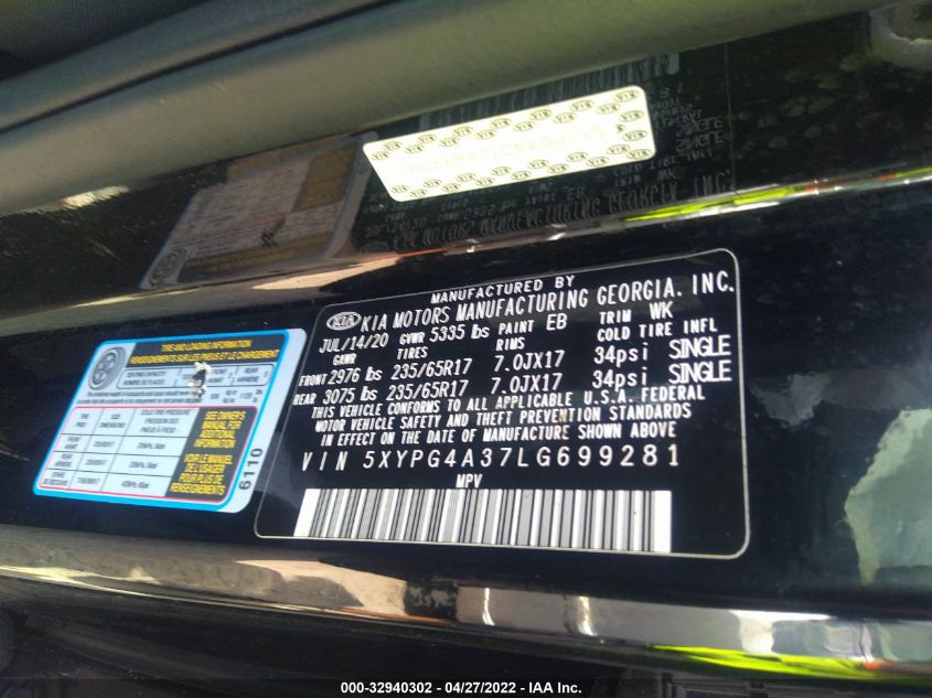 2020 KIA SORENTO LX 5XYPG4A37LG699281