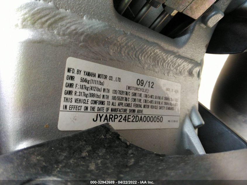 2013 YAMAHA FJR1300 A JYARP24E2DA000050
