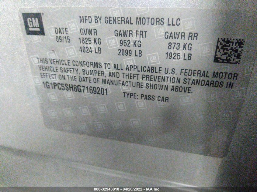 2016 CHEVROLET CRUZE LIMITED LS 1G1PC5SH8G7169201