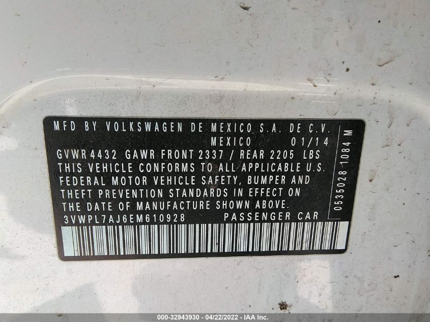 2014 VOLKSWAGEN JETTA SPORTWAGEN TDI W/SUNROOF & NAV 3VWPL7AJ6EM610928