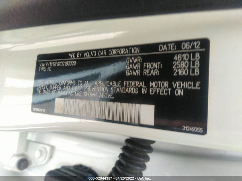 2013 VOLVO S60 T5 YV1612FSXD2180328