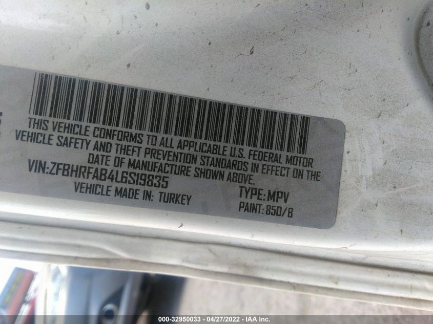 2020 RAM PROMASTER CITY TRADESMAN ZFBHRFAB4L6S19835