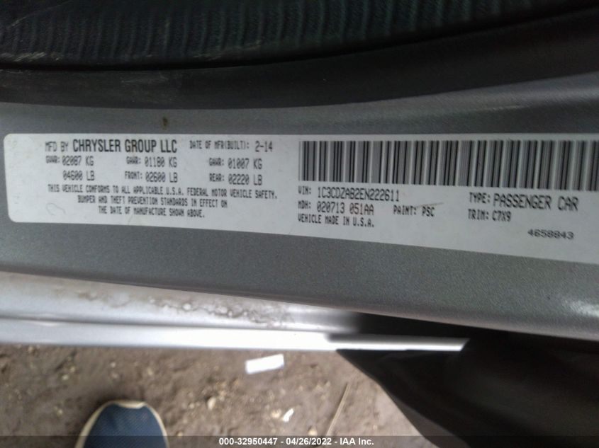 2014 DODGE AVENGER SE 1C3CDZAB2EN222611