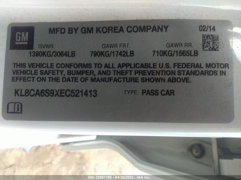 2014 CHEVROLET SPARK LS KL8CA6S9XEC521413
