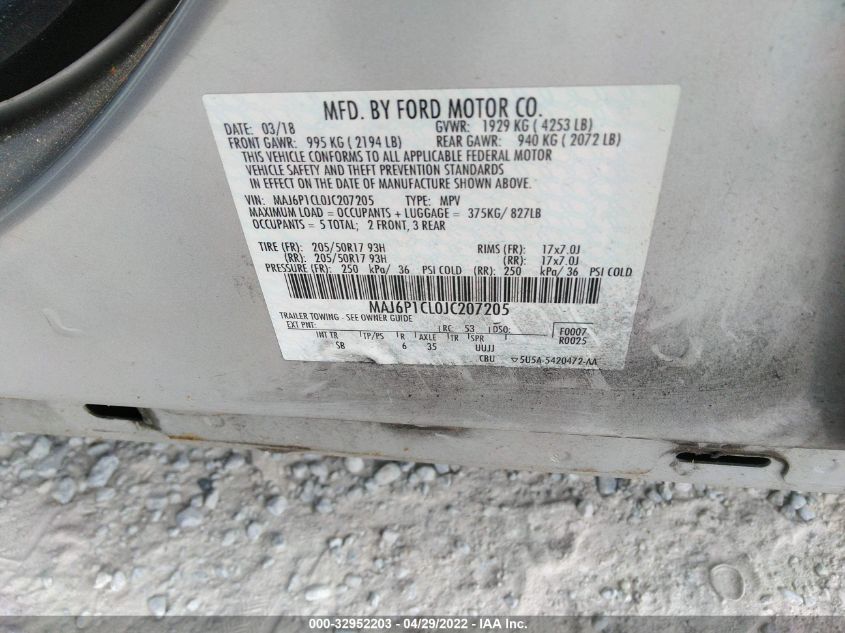 2018 FORD ECOSPORT SES MAJ6P1CL0JC207205