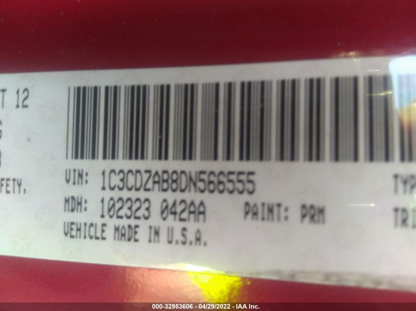 2013 DODGE AVENGER SE 1C3CDZAB8DN566555