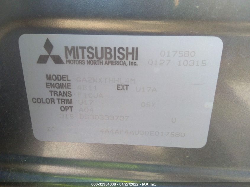 2013 MITSUBISHI OUTLANDER SPORT SE 4A4AP4AU3DE017580