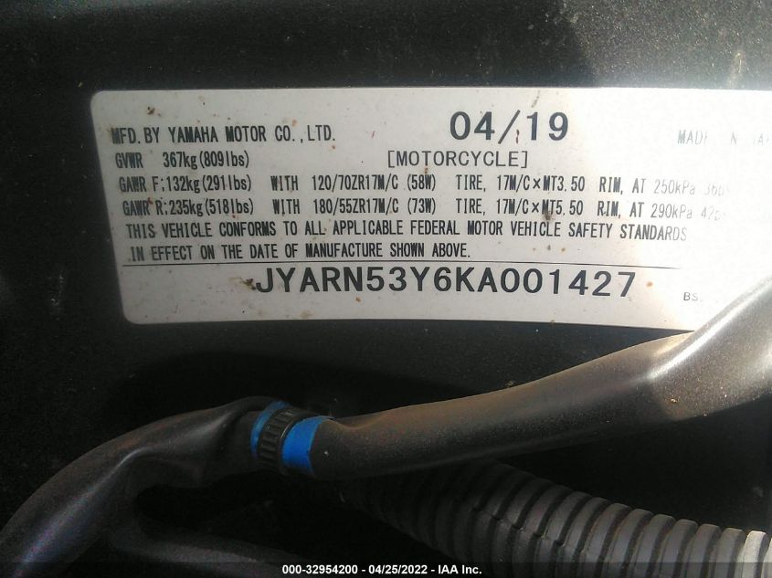 2019 YAMAHA MT09 C JYARN53Y6KA001427