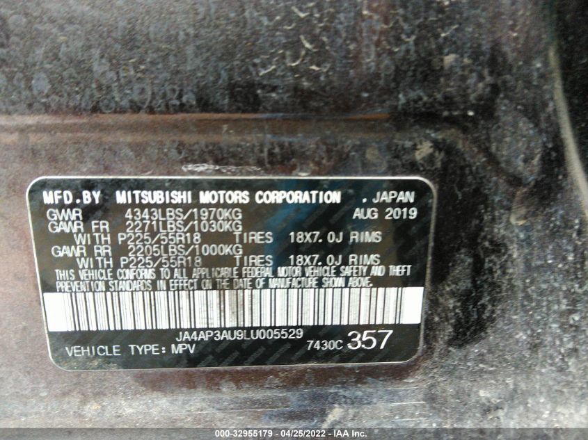 2020 MITSUBISHI OUTLANDER SPORT ES 2.0/SP 2.0 JA4AP3AU9LU005529