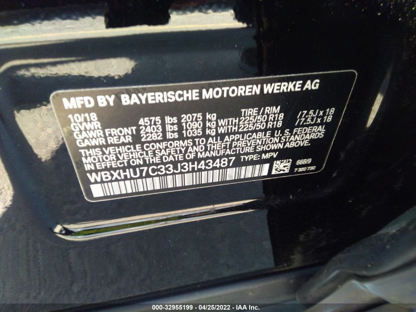 2018 BMW X1 SDRIVE28I WBXHU7C33J3H43487