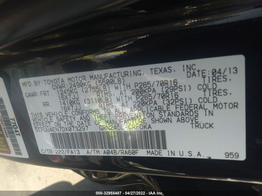 2013 TOYOTA TACOMA 5TFUU4EN7DX073297