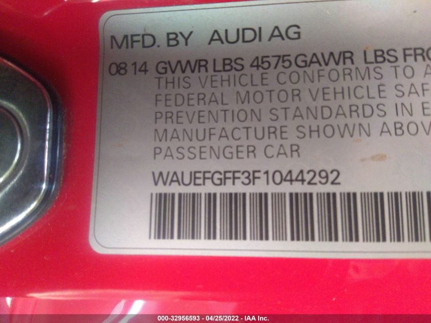 2015 AUDI A3 2.0T PREMIUM PLUS WAUEFGFF3F1044292