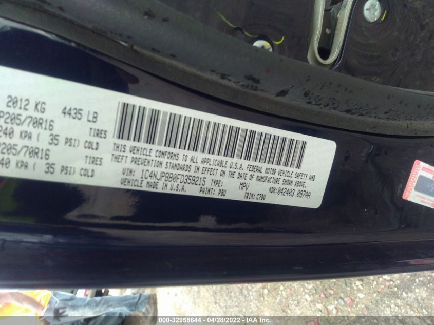 2015 JEEP PATRIOT SPORT 1C4NJPBB0FD359215